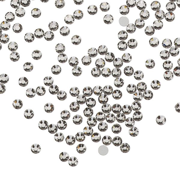 Flat back, Dance With Me&trade; crystal rhinestone, black diamond, foil back, 2.3-2.5mm rose, SS8. Sold per pkg of 144 (1 gross). image number 0