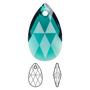 Drop 36pk emerald, Swarovski&reg; 28x17mm pendant pear 6106