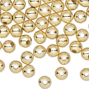 Bead 1pkg500 gold-finished, 6mm round, steel