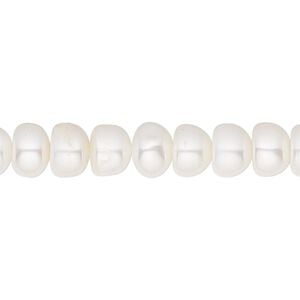 Pearl 1pkg1 freshwater, button, White Lotus&trade; 15.5-16 inch white 8.5x4.5mm-9x5mm cultured