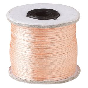 Cord, Satinique&trade;, satin, peach, 1mm. Sold per 200-foot spool.