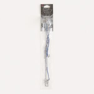 Cupchain, glass and imitation nickel-finished brass, sapphire blue, 2.3mm with (8) 3.5mm connectors. Sold per pkg of 22 inches.