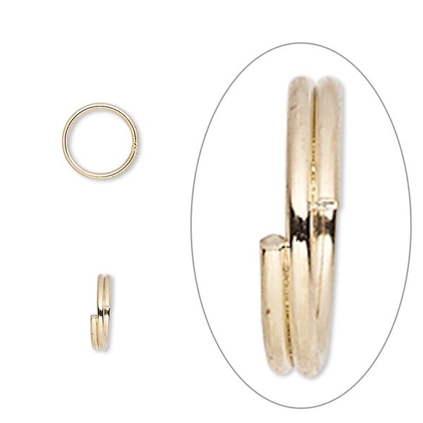 Split ring 1pkg1000 gold-finished, 8mm round, 6.6mm inside diameter / steel image number 0