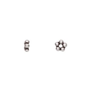 Bead 1pkg10 sterling silver, 6x2mm beaded rondelle, antiqued Rajasthani