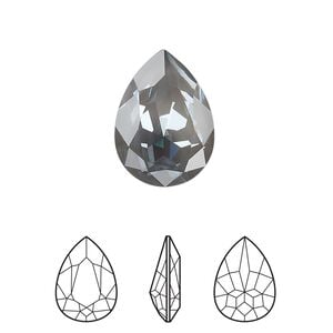 Fancy stone 1pk crystal dark grey ignite LacquerPRO, Crystal Passions&reg; 18x13mm pear 4320