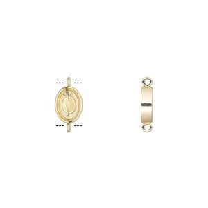 Link, Almost Instant Jewelry&reg;, gold-plated "pewter" (zinc-based alloy), 16x12mm oval with 14x10mm oval setting. Sold individually.