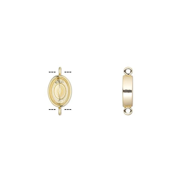 Link, Almost Instant Jewelry&reg;, gold-plated "pewter" (zinc-based alloy), 16x12mm oval with 14x10mm oval setting. Sold individually. image number 0