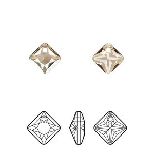 Drop 72pk crystal golden shadow, Swarovski&reg; 9mm pendant princess cut 6431