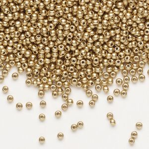 Seed bead, Preciosa Ornela Czech glass, pkg/500g, #11 rocaille, opaque metallic soft gold, (01710).