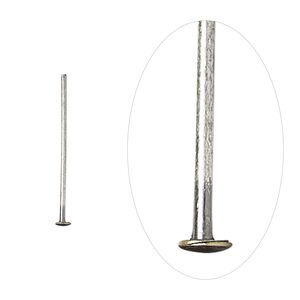 Head pin 1pkg100 silver-plated, 0.75 inch, 21 gauge brass antique
