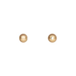 Bead, gold-plated brass with satin finish, 5mm round. Sold per pkg of 100.