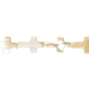 Mother-of-pearl shell 1pkg1, cross bead natural 15.5 to 16 inch 13x8mm
