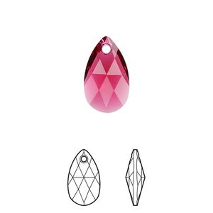 Drop 2pk scarlet, Crystal Passions&reg; 16x9mm pendant pear 6106