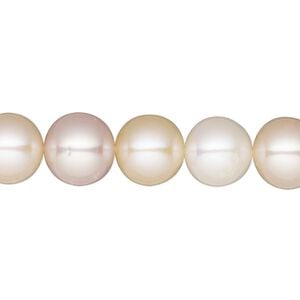 Pearl, White Lotus&trade;, cultured freshwater (bleached), white / peach / mauve, 10-11mm semi-round, B- grade, Mohs hardness 2-1/2 to 4. Sold per 15-1/2" to 16" strand.