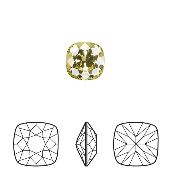 Fancy stone 144pk citrus green foil back, Swarovski&reg; 10mm cushion 4470 image number 0