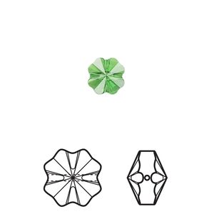 Bead 6pk fern green, Crystal Passions&reg; 8mm clover 5752