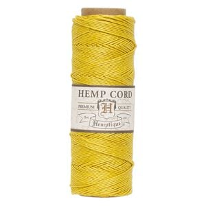 Cord, Hemptique&reg;, polished hemp, yellow, 0.5mm diameter, 10-pound test. Sold per 205-foot spool.