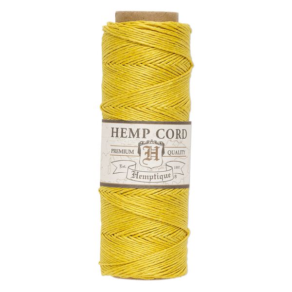 Cord, Hemptique&reg;, polished hemp, yellow, 0.5mm diameter, 10-pound test. Sold per 205-foot spool. image number 0