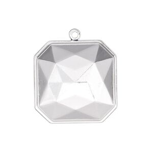 Drop, Almost Instant Jewelry&reg;, silver-plated brass, 25mm square with 23mm square setting. Sold per pkg of 2.
