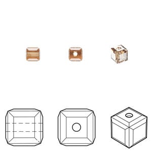 Bead 1pkg48 light smoked topaz, Crystal Passions&reg; Regenerated 4mm cube 5601