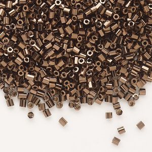Seed bead, Dyna-Mites&trade;, glass, pkg/1/2kg, #11 2-cut hex, opaque iris bronze, (924 11/0 2CUT).