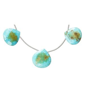 Imperial crown turquoise 1pkg3, hand-cut top-drilled faceted puffed teardrop bead natural 15-20mm