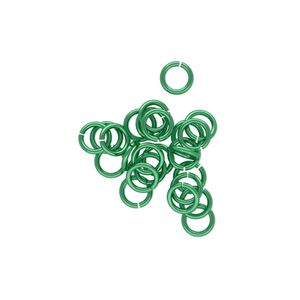 Jump ring 1pkg25 niobium, 5mm round, 20 gauge / 3.4mm inside diameter / green