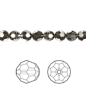 Bead 12pk crystal silver night, Crystal Passions&reg; 6mm round 5000