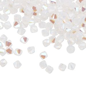Bead 144pk white opal shimmer, Crystal Passions&reg; 4mm bicone 5328