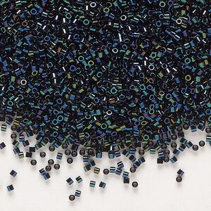 Seed bead, Delica&reg;, glass, pkg/7.5g, #15 round, opaque metallic iris dark blue (DBS-0002).