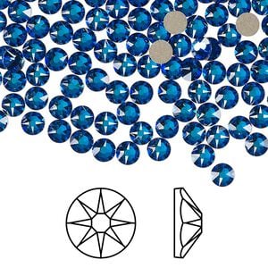 Flat back 144pk crystal Bermuda blue foil back, Crystal Passions&reg; 3.8-4mm rose round SS16 2088