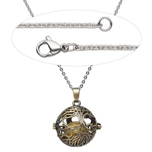 Necklace, Everyday Jewelry&trade;, antique brass-finished brass drop and stainless steel chain, 24 inches. Sold individually.