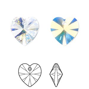 Drop 2pk crystal AB, Crystal Passions&reg; 14mm pendant heart 6228