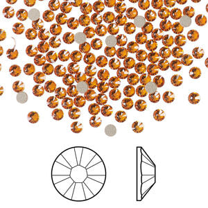 Flat back 1pkg144 dark orange (HICT) foil back, Crystal Passions&reg; 2.5-2.7mm rose round SS9 2058