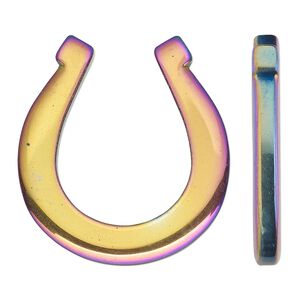 Hemalyke&trade; 1pkg1, electroplated double-sided horseshoe focal 40.5x35.5mm