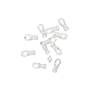 Crimp end 1pkg10 silver-plated, 4x2mm tube / loop / 1mm inside diameter, brass