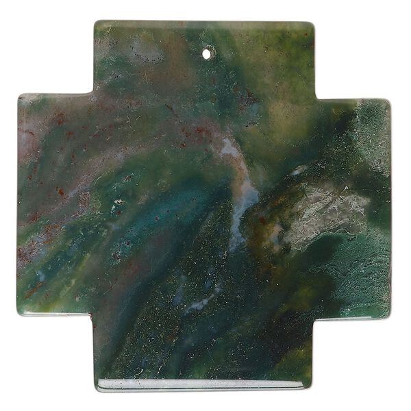Fancy jasper 1pkg1, top-drilled Swiss cross focal natural 40-41mm image number 0