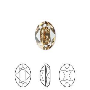 Fancy stone 144pk crystal golden shadow foil back, Swarovski&reg; 14x10mm oval 4120