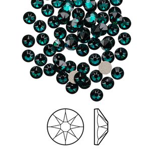 Flat back 1440pk emerald foil back, Swarovski&reg; 3.8-4mm rose round SS16 2088
