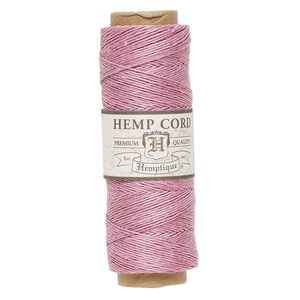 Cord, Hemptique&reg;, polished hemp, light pink, 0.5mm diameter, 10-pound test. Sold per 205-foot spool.