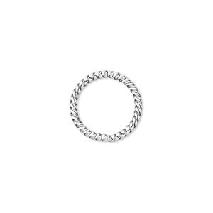 Jump ring 1pkg100 silver-plated, 15mm twisted round, 16 gauge / 12.6mm inside diameter / brass