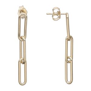 Earstud 1pkg2 14Kt gold-filled, 37x4mm / 3-link paperclip chain, 1 pair