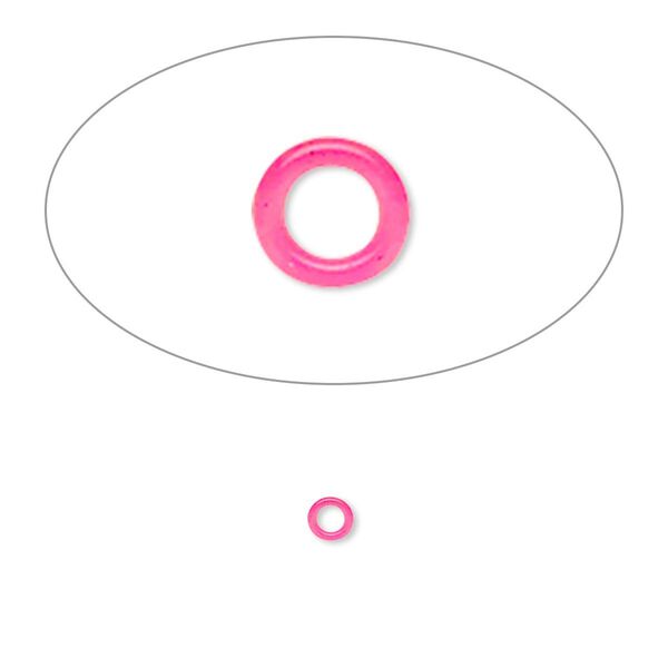Component, Oh! Ring&trade;, silicone, neon pink, 3mm round with 2mm hole. Sold per pkg of 1,000. image number 0