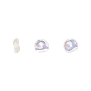 Bead, Czech pressed glass, crystal AB, 7x3mm rondelle. Sold per 15" to 16" strand.