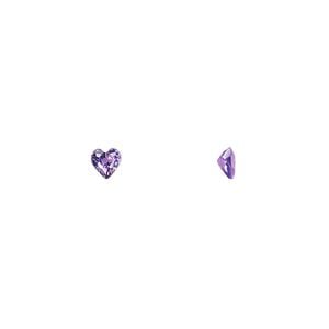 Gem, cubic zirconia, amethyst purple, 4mm faceted heart, Mohs hardness 8-1/2. Sold per pkg of 5.