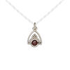 Drop 1pkg1, antiqued sterling silver and garnet (natural), 11x9mm beaded image number 0