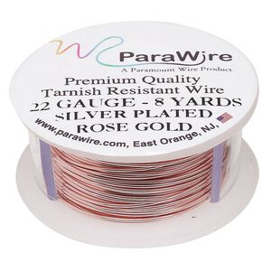 Wire, ParaWire&trade;, rose gold-finished copper, round, 22 gauge. Sold per 8-yard spool.