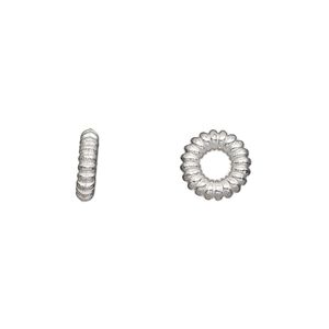 Bead 1pkg20 silver-plated "pewter", 9x2mm corrugated rondelle