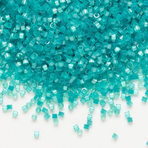 Seed bead, Delica&reg;, glass, pkg/7.5g, #11 round, opaque silk satin inside dyed color aqua green (DB-1813).