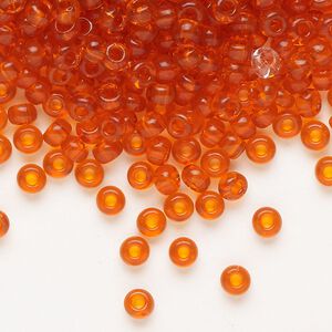 Seed bead, Preciosa Ornela Czech glass, pkg/500g, #6 rocaille, transparent dark orange, (90030).